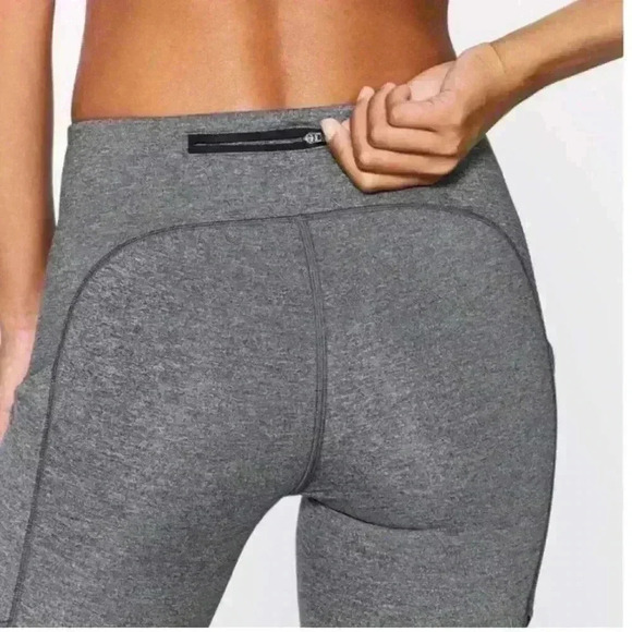 lululemon athletica Pants - Lululemon 2 pocket zipper back 
Heathered Black size 6 like new